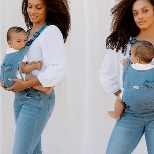 Mumsie maternity and baby wearing overalls - L